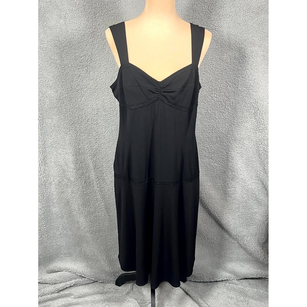 Vtg Nicole Miller Shift Dress Womens 14 Black Stretch Y2K Party Feminine Sexy